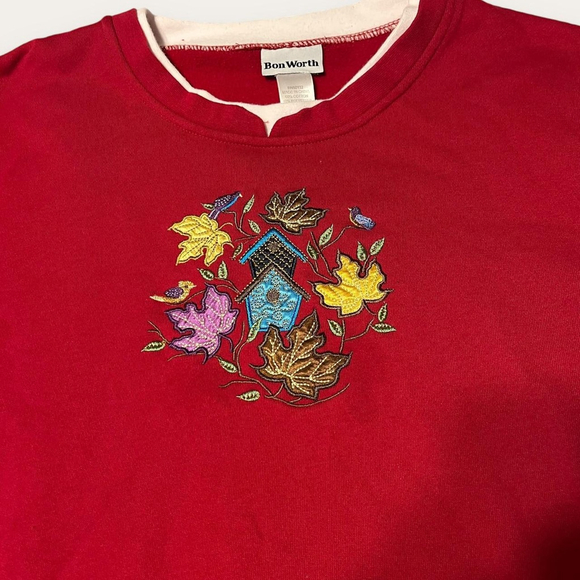 ⭐️ 4 for $20 ⭐️ Vintage Cottagecore Embroidered Sweatshirt Bonworth Size XL - Picture 2 of 5